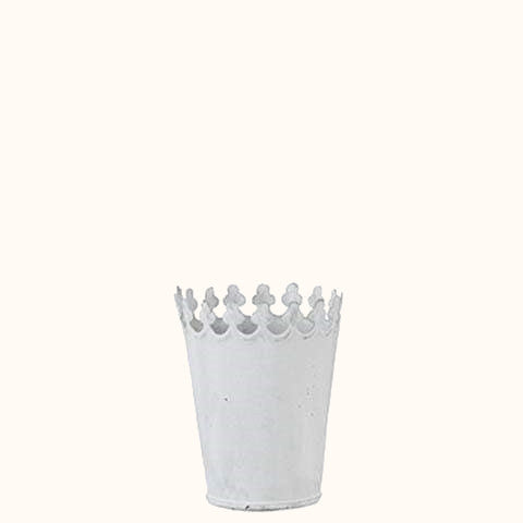 biely kovovy kvetinac crown 